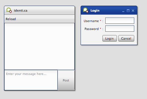 Tweets client application with login window